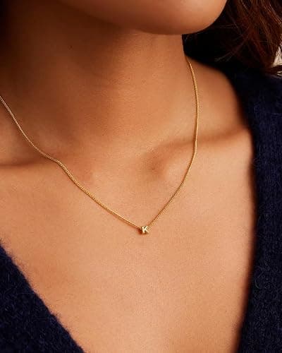 gorjana - Wilder Mini Alphabet Necklace - 18k Gold-Plated or Silver-Plated Brass - Personalized Initial Charm - Secure Closure, Adjustable Length - Timeless Elegance thumbnail 2