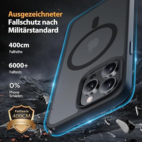 Miracase für iPhone 15 Pro Max Hülle für MagSafe [mit 2 Schutzglas] [TOP Militärschutz & Magnetkraft] Stoßfest Kratzfest mit Samtiger Haptik Handyhülle für iPhone 15 Pro Max 6,7 Zoll, Matt-Schwarz thumbnail 5