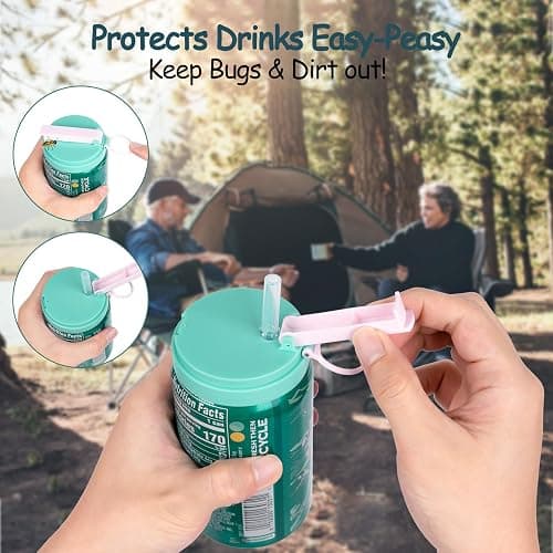 4-Pack Soda Can Lids - 3 Sizes Can Covers with Silicone Straws, Reusable BPA-Free, Spill-Proof & Airtight Seal, Easy to Use, Fits for S/M/L Sizes Cans for Soda, Beer, Juice, Seltzer thumbnail 7