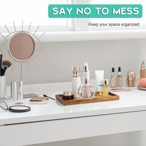ALELION 11.7" Bathroom Vanity Tray for Counter - Acacia Wood Decorative Tray for Toilet Tank Makeup Perfume Jewelry Catchall Coffee Table - Wooden Kitchen Countertop Organizer for Soap Dispenser thumbnail 4