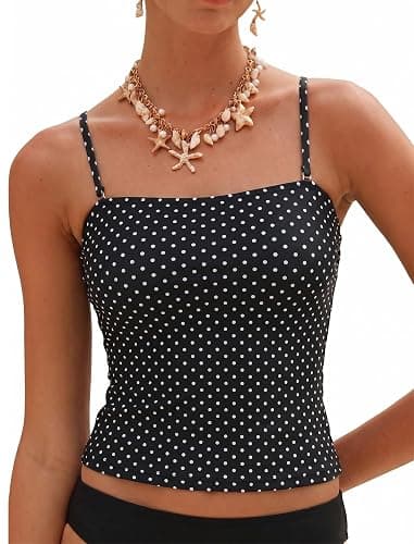ZAFUL Women's Tankini Top Bandeau Tummy Control Strapless Bathing Suits Swim Top Only - Image 1