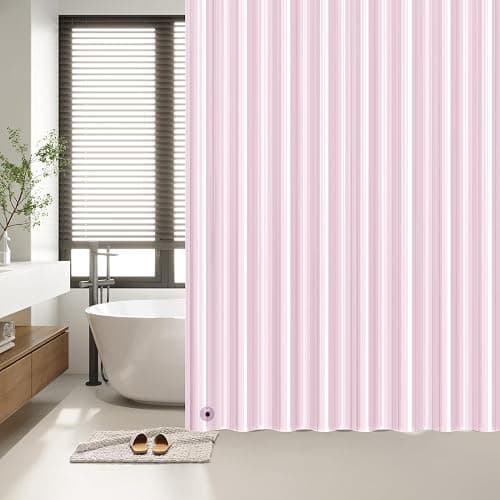 EHZNZIE Shower Curtain Liner Light Weight PEVA, Shower Liner 72x72 Inches, Waterproof, No Chemical Smell with 12 Rust Proof Metal Grommets for Bathroom Shower Curtain, Pink thumbnail 8