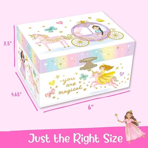 Giggle & Honey Musical Princess Jewelry Box for Girls - Kids Jewelry Box with Spinning Princess, Princess Gifts for Girls, Unicorn Toys - 6 x 4.7 x 3.5 in thumbnail 2