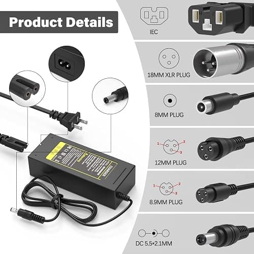 54.6V 2A Fast Charger 7 in 1 Plugs Universal for 48V 13S Lithium Batteries, Pinkind 48V Li-ion Battery Charger Replacement for Razor, Jetson, Voyage, Gotrax, Ninebot,Segway, Hiboy and More thumbnail 2