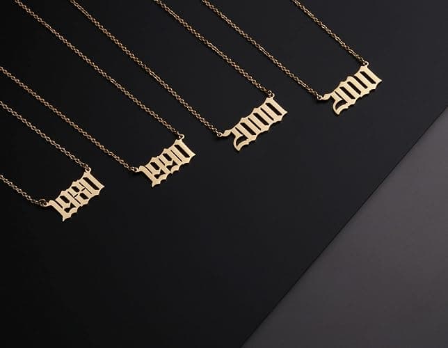 Aimber Birth Year Necklace 18K Gold Plated Birth Year Number Pendant Necklace Stainless Steel Birthday Year Necklace for Women,1970-2024 thumbnail 5