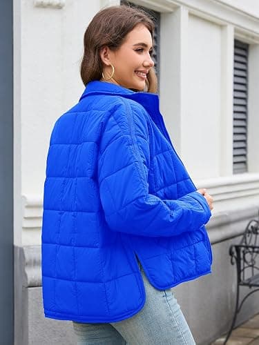 Muchpow Women's Lightweight Down Coat Long Sleeve Full Zipper Oversized Packable Short Puffer Jackets thumbnail 2
