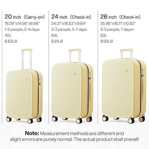 mixi 26 Inch Large Checked Luggage PC Hardshell Suitcases with Wheels for Travel Woman Men, Lark Yellow thumbnail 6