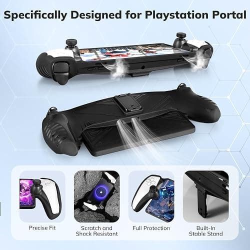 4 in 1 Accessoris Set Compatible with Playstation Portal, EVA Hard Carrying Case for PS5 Portal, Silicone Protective Cover,2 Pcs Screen Protector,10 Thumb Grip Caps,Ps Portal Accessories Black thumbnail 4