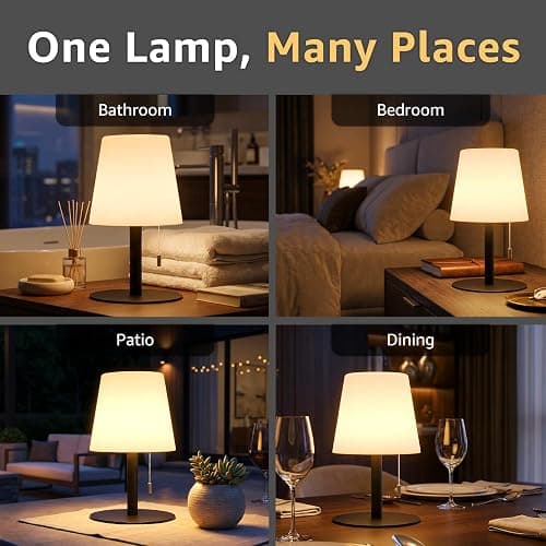 uuffoo Shower Lamp Rechargeable Cordless Light Waterproof for Bathroom Spa | Portable Battery Operated Table Lamp RGB Mood Lighting LED Night Light for Patio kitchen Camping (Black) thumbnail 7