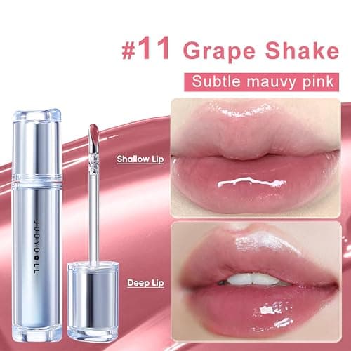 JUDYDOLL Ice Watery Lip Gloss, Waterproof Long-lasting Moisturizing Liquid Lipstick, Mirror Lip Glazes, Stocking Stuffers (#11 Grape Shake, 2.4 grams) thumbnail 2