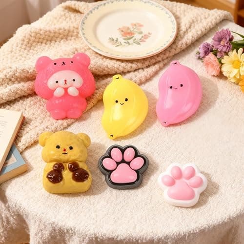 Taba Squishy Fidget Toys 6Pcs, Ultra-Soft Stress Relief Sensory Squeeze Toys for Kids & Adults, Kawaii Fufu Squishies for Party Favors, Birthday Gifts, Xmas Goodie Bags Stuffers thumbnail 4