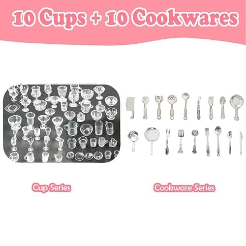 150Pcs Miniature Food Drinks Bottles Dollhouse Accessories 1:12 Mini Stuff Things Toy Set Dollhouse Pretend Kitchen Play Game Tiny Baking Hamburger Bread Ice Cream Cake Tableware thumbnail 6