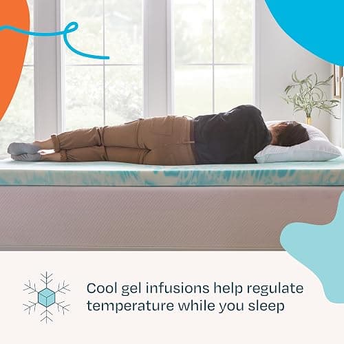 LINENSPA Memory Foam Mattress Topper - 3 Inch Gel Infused Memory Foam - Plush Feel - Cooling and Pressure Relieving - CertiPUR Certified - Dorm Room Essentials - Queen Size thumbnail 2
