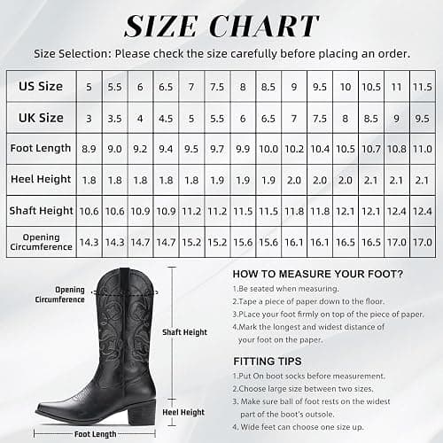 IUV Cowboy Boots For Women Pointy Toe Women's Western Boots Cowgirl Boots Mid Calf Boots thumbnail 4