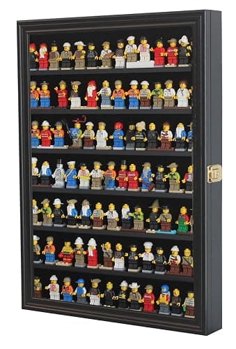 Minifigure Display Case - Building Block Toy Wall Cabinet Showcase for Small Miniature Collectibles Mini Brands Thimbles, Lockable UV Protection Door (Black Finish Frame) thumbnail 8