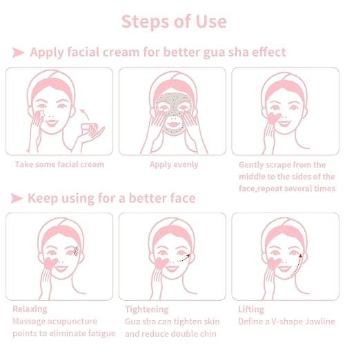 Contrybox Gua Sha Facial Tools, Rose Quartz Guasha Tool for Face & Eye, Puffiness Reducing & Jawline Sculpting Face Stone Gua Sha Tools for Skin Care Woman GuaSha Stone Tool, Pink thumbnail 4