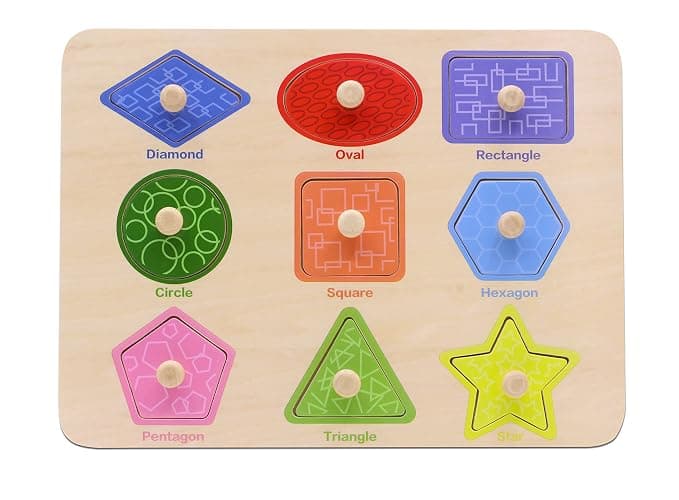 Aile Toddler Wooden Preschool Learning Shape Peg Puzzle Board Toys thumbnail 3