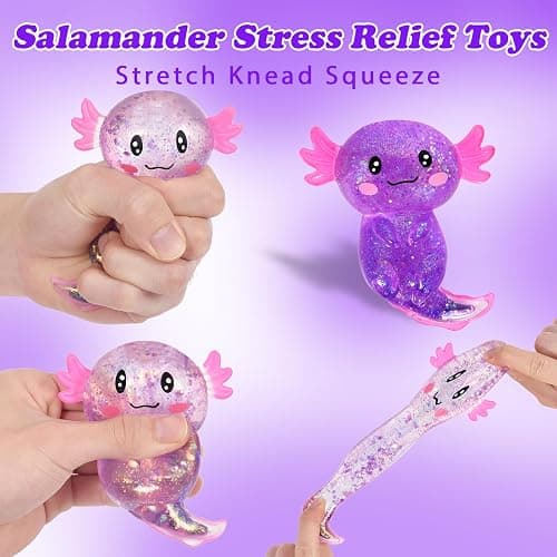 Axolotl Squishy Stress Ball, Soft TPR Slow Rising Squeeze Toy, Cute Axolotl Fidget Toy for Stress Relief, Anxiety Calming Sensory Toy for Kids Adults(Purple Long Tail Axolotl) thumbnail 3