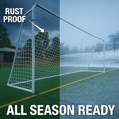 Official Size 24 X 8 X 5 Ft. Steel Soccer Goal. Heavy Duty Frame w/Net. Tournament, Regulation Size. Professional Portable Practice Training Aid. 24 X 8, 24x8(1Net) thumbnail 4