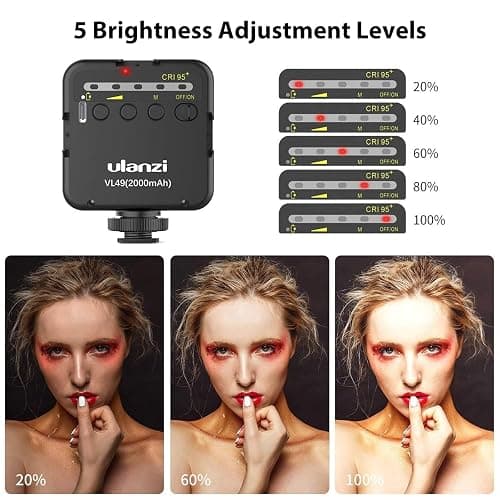 ULANZI VL49 2000mAh LED Video Light w 3 Cold Shoe, Rechargeable Soft Light Panel, Portable Photography Lighting for DJI OSMO Sony DSLR Canon Camera GoPro Vlogging thumbnail 3