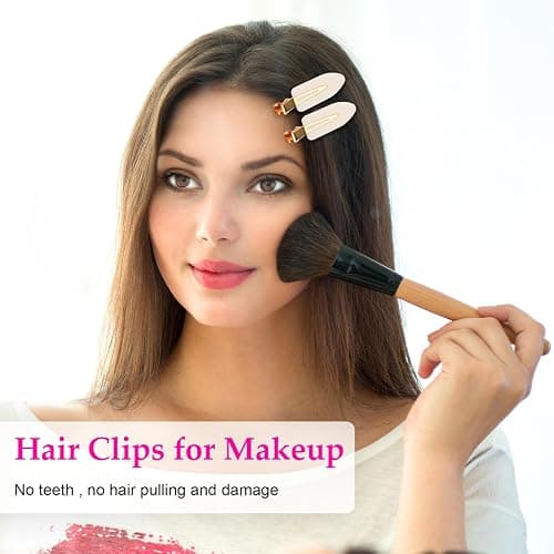 D 6 Pcs Creaseless Hair Clips for Makeup,White | No Crease，No Bend,Flat Hair Clips for styling ,Everyday Outfits, Hair Salons, Metal Handles thumbnail 5