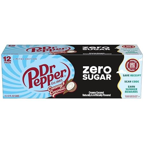 Dr Pepper Zero Sugar Creamy Coconut Soda, 12 fl oz cans, 12 Pack thumbnail 3
