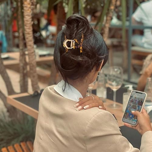 MEDOCA Large Metal Hair Clips - Strong Hold Gold Clips for Thick Locks - Leopard Print Claw Clips for Women and Girls thumbnail 6