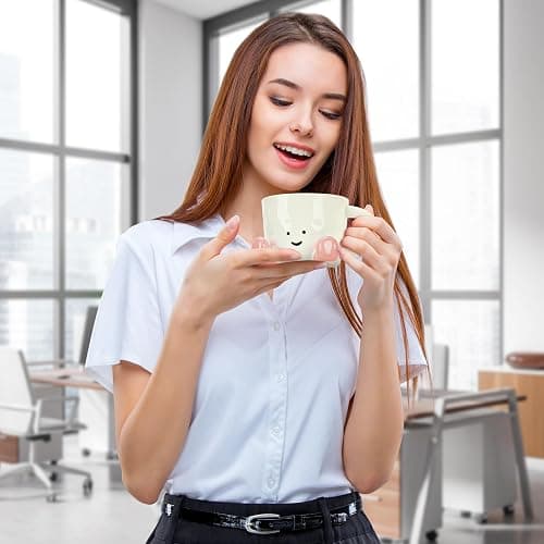 EWCEFIC Coffee Mugs,Cute funny Mug For Women, 380ml Unique Ceramic Coffee Tea Cups, Office Mug Gift (pink) thumbnail 4