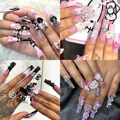121 PCS Kitty Nail Charms Nail Art Stickers-Kawaii Nail Charms Nail Decorations for Nail Art Supplies 3D Flatback Resin Charms thumbnail 4