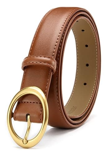 Womens Belt - CR Leather Belt Women Casual for Jeans Pants Dress - Belts with Gold Buckle for Women Fashion - Image 1