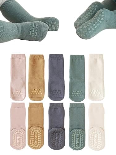 BEHELE Baby Non Slip Grip Socks Toddler Knee High Anti Skid Crew Slipper Crawling Socks for Girls Boys Newborn - Image 1