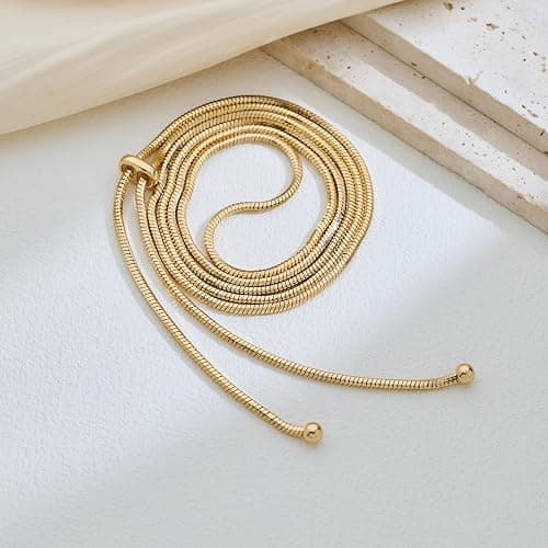 MIJENITI Gold Silver Necklace for Women Y Chain Adjustable Gold Long Necklaces Fashion Dainty Jewelry thumbnail 5
