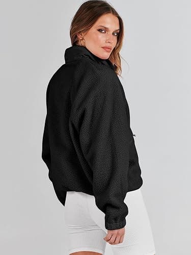 ANRABESS Womens Fuzzy Fleece Jacket Fall Casual Long Sleeve Cropped Sherpa Button Down Shacket Coats Outwear With Pockets thumbnail 6