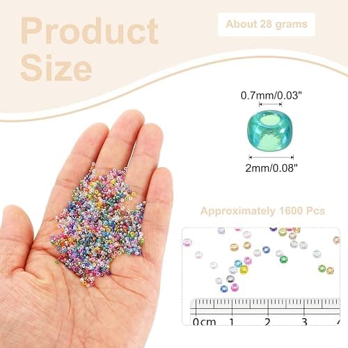 sourcing map 1600Pcs Glass Seed Beads, 2mm 11/0 Loose Mini Beads with Hole, Bulk Craft Spacer for DIY Handmade, Mixed Green thumbnail 3