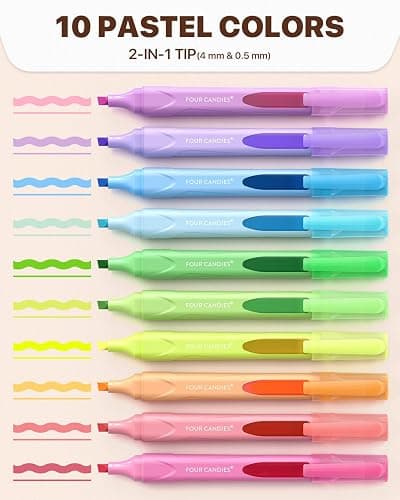 Four Candies Cute Pastel Highlighters, 10 PCS Highlighters Assorted Colors, Soft Chisel Tip, Clear Ink View, Aesthetic Highlighter Set for Organizing and Coloring & Back to School Supplies thumbnail 2