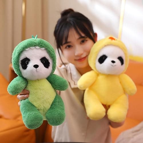 CASAGOOD Cute Stuffed Panda Animal Cosplay as Pink Dinosaur Plush Toy in Costume - Soft Plushies for Kids 12 Inch thumbnail 8