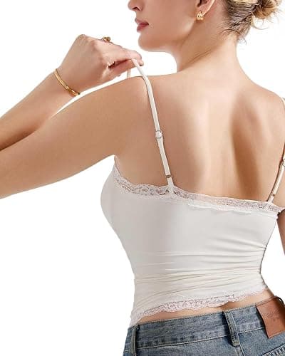 SUUKSESS Women Lace Double Lined Camisole Top Spaghetti Strap Going Out Tank Top thumbnail 3