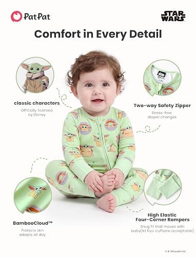 Disney Baby Viscose Made from Bamboo 2-way Zip Footie Romper Outfit NB-Inf thumbnail 6
