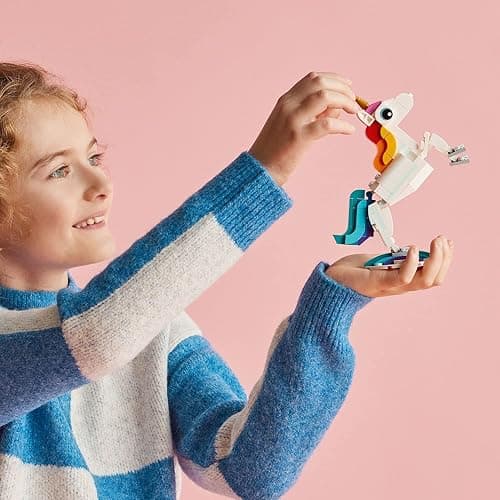 LEGO Creator 3 in 1 Magical Unicorn Toy, Transforms to Seahorse to Peacock, Rainbow Animal Figures, Unicorn Gift for Grandchildren, Girls and Boys, Buildable Toys, 31140 thumbnail 2