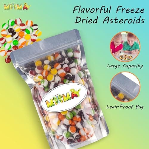 MiMa Pack of 3 Flavorful Freeze Dried Asteroids - Assorted Fruit Candy for a Unique, Crunchy Mima's Summer Mega Sale Treat (6oz, Original Rainbow) - Resealable Bag of Freeze-Dried Delights thumbnail 7