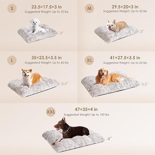 EHEYCIGA Fluffy Dog Crate Bed for Large Dogs, Plush Faux Fur Crate Pad, Calming Anti Anxiety Large Dog Bed, Washable Soft Warm Mat with Non-Slip Bottom, Brown thumbnail 5