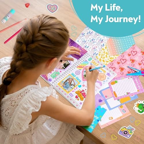 Axirata 2-Pack DIY Journal Kit for Girls 6-8-14 Year Old Scrapbook Gifts | Art & Crafts Stationery Set, Scrapbook & Diary Supplies Toy Journal Set for Tween & Teen Girls Birthday Christmas Gift (Blue) thumbnail 8