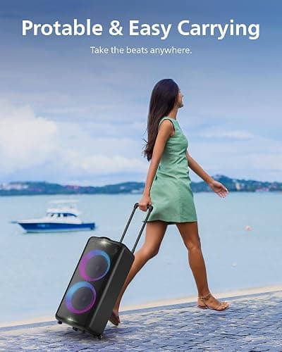 Philips X5206 bluetooth party speaker, portable with wheels, exciting light show, karaoke machine with microphone and Guitar Input, powerful bass & subwoofer, long playtime, perfect for outdoor events thumbnail 8
