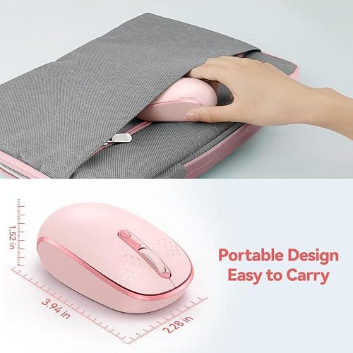 TECKNET Wireless Mouse, 2.4G Quiet Computer Mouse with USB Receiver, 4 Buttons Portable Cordless Mice for Chromebook, Laptop, PC, Mac, 800/1200/1600 DPI - Pink - Pink thumbnail 4