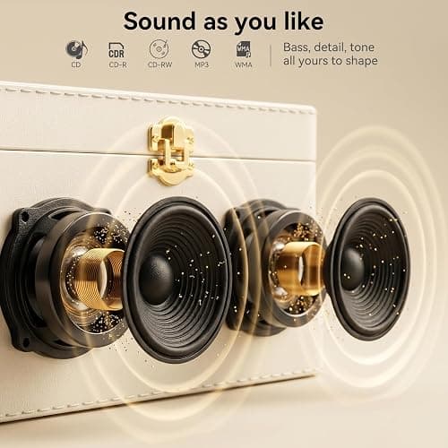 Kegaudio Radio mit CD Player Tragbar mit Bluetooth Retro-Design Weiß | Tragbarer CD-Player mit Lautsprecher, Fernbedienung Unterstützt USB/AUX-Wiedergabe Kopfhöreranschluss thumbnail 2