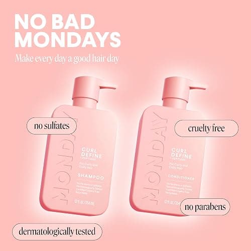 MONDAY HAIRCARE Curl Define Shampoo + Conditioner Set (2 Count) 12 oz Each Nourishes Curls, Tames Frizz, Coconut Oil and Shea Butter Enhance Shine, 100% Recyclable Bottle thumbnail 7