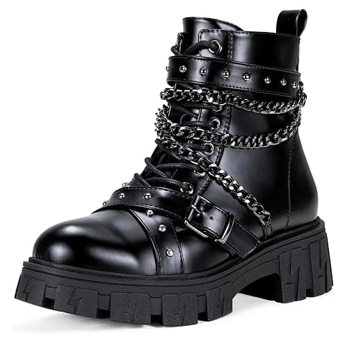 Jeossy Women's 9620 Chelsea Combat Boots, Platform Ankle Boots Chunky Heel, Fashion Lug Sole Slip on Booties with Elastic Band - Image 1