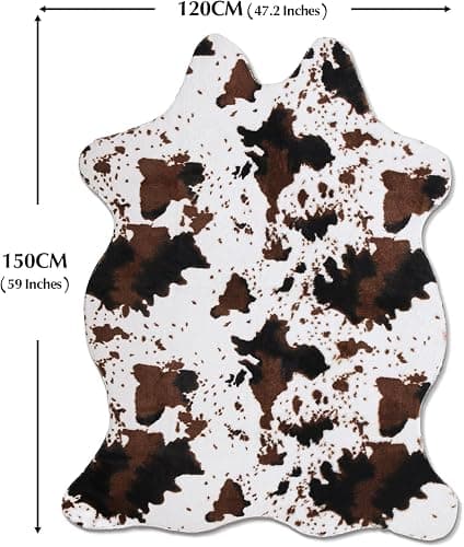 MACEVIA Cow Print Rug Faux Cowhide Rugs Cute Animal Area Carpet Western Decor for Living Room Bedroom with Anti-Slip Rubber Large Size 59" L x 47.2" W(4.9ft x 3.9ft) thumbnail 3