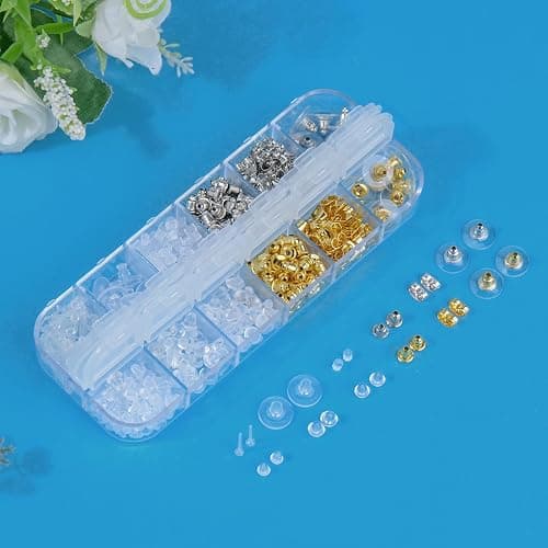 12 Styles Silicone Earring Backs for Studs/Droopy Ears/Heavy Earring, Clear Plastic Earrings 600Pcs Clear Soft Hypoallergenic Plastic Rubber Metal Backs Replacements Backings Clutch Stoppers thumbnail 2