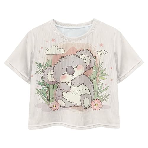Watdotory Girls Crop Tops Cute Short Sleeve Shirts Fashion Tees for Kids Casual Crewneck Blouses Size 8-16 Years - Image 1